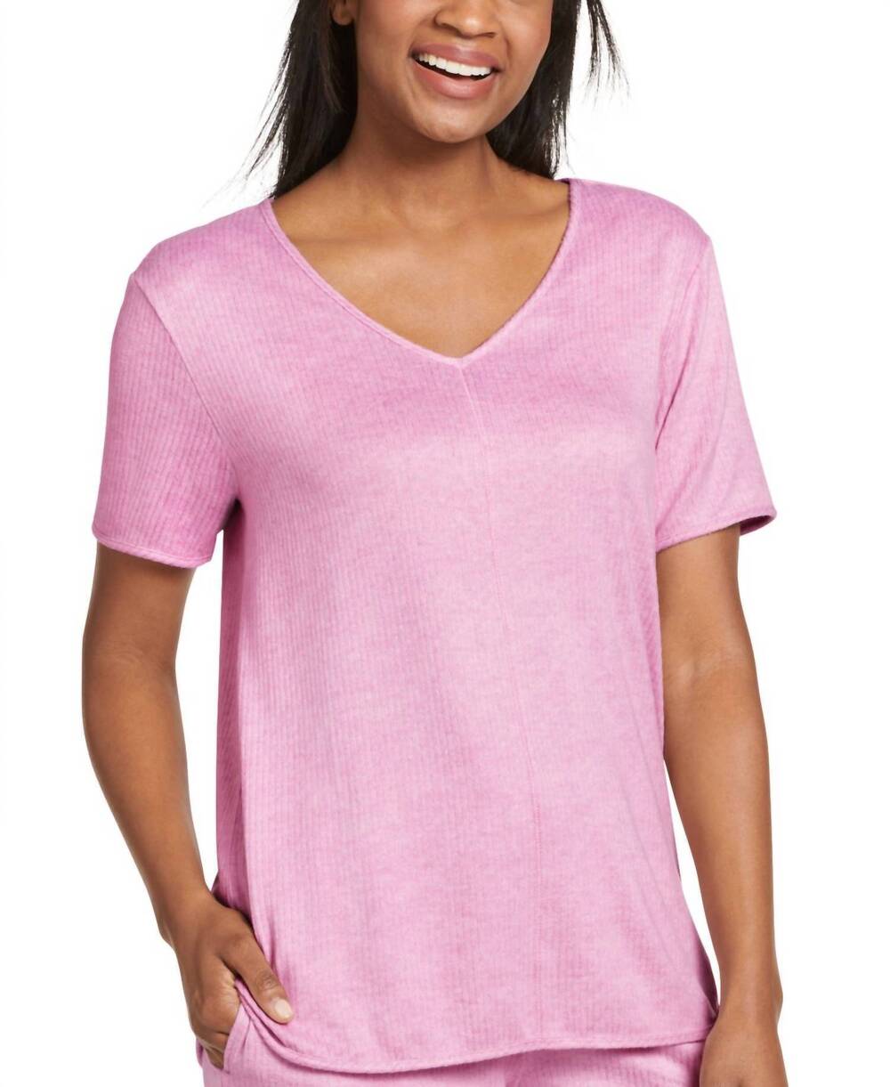 NEW JOCKEY jockey womens luxe lounge short sleeve sleepwear t-shirt in smokey gr